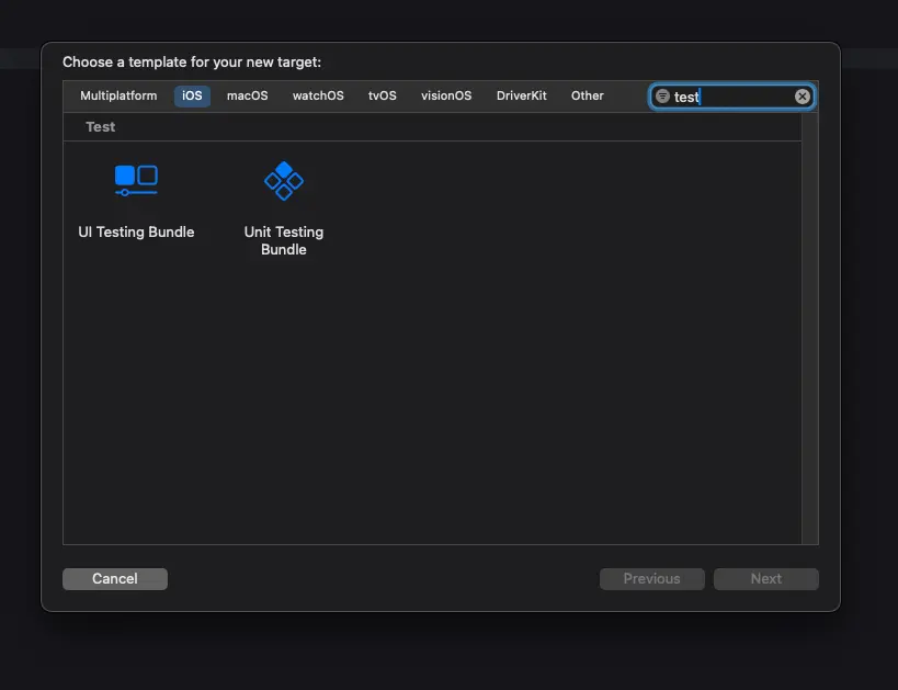 Adding a new test target to an existing project