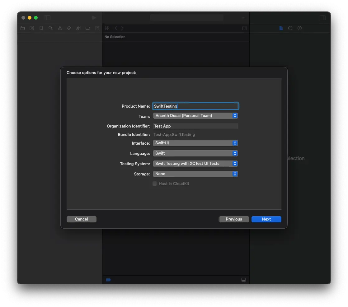 Configuring a new project in Xcode